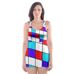 Colorful Cubes  Skater Dress Swimsuit by Valentinaart