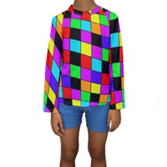 Colorful Cubes  Kid s Long Sleeve Swimwear by Valentinaart