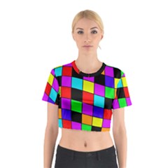 Colorful Cubes  Cotton Crop Top by Valentinaart
