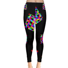 Flying  Colorful Cubes Leggings  by Valentinaart