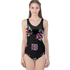 Flying  Colorful Cubes One Piece Swimsuit by Valentinaart