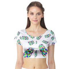 Colorful Abstraction Short Sleeve Crop Top (tight Fit) by Valentinaart