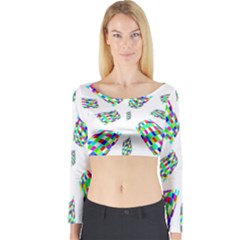 Colorful Abstraction Long Sleeve Crop Top by Valentinaart