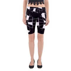 Black And White Abstract Flower Yoga Cropped Leggings by Valentinaart