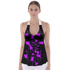 Purple Abstract Flower Babydoll Tankini Top by Valentinaart