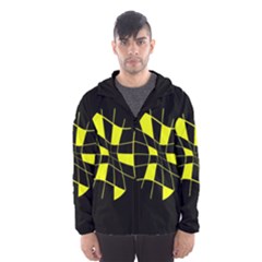 Yellow Abstract Flower Hooded Wind Breaker (men) by Valentinaart