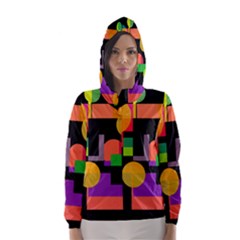 Colorful Abstraction Hooded Wind Breaker (women) by Valentinaart