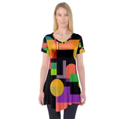 Colorful Abstraction Short Sleeve Tunic  by Valentinaart