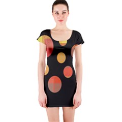 Orange Abstraction Short Sleeve Bodycon Dress by Valentinaart