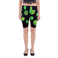 Green Circles Yoga Cropped Leggings by Valentinaart