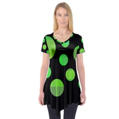 Green Circles Short Sleeve Tunic  by Valentinaart