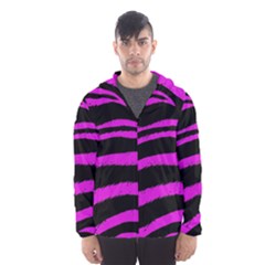 Pink Zebra Hooded Wind Breaker (men) by ArtistRoseanneJones