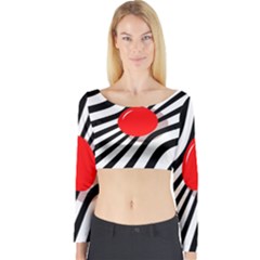 Abstract Red Ball Long Sleeve Crop Top by Valentinaart