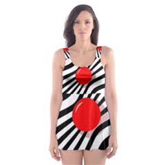 Abstract Red Ball Skater Dress Swimsuit by Valentinaart