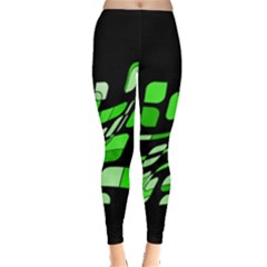 Green Decorative Abstraction Leggings  by Valentinaart