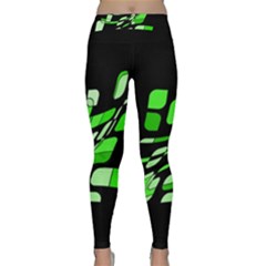 Green Decorative Abstraction Yoga Leggings by Valentinaart