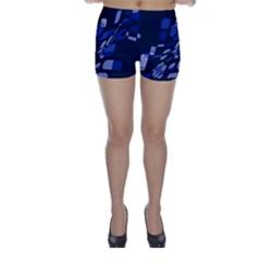 Blue Abstraction Skinny Shorts by Valentinaart