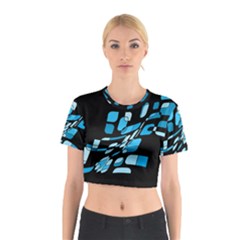 Blue Abstraction Cotton Crop Top by Valentinaart