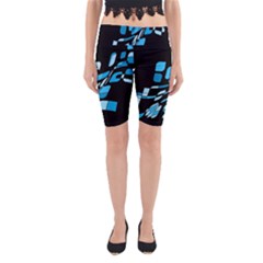 Blue Abstraction Yoga Cropped Leggings by Valentinaart