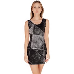 Dark Geometric Grunge Pattern Print Sleeveless Bodycon Dress by dflcprintsclothing