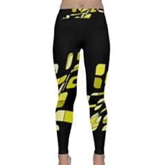 Yellow Abstraction Yoga Leggings by Valentinaart