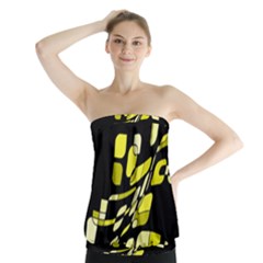 Yellow Abstraction Strapless Top by Valentinaart