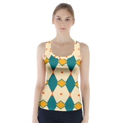 Blue Yellow Rhombus Pattern     Racer Back Sports Top by LalyLauraFLM