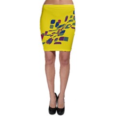 Yellow Abstraction Bodycon Skirt by Valentinaart
