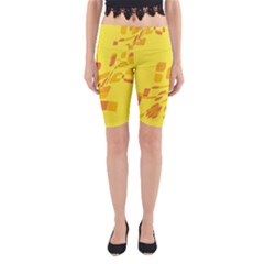 Yellow Abstraction Yoga Cropped Leggings by Valentinaart