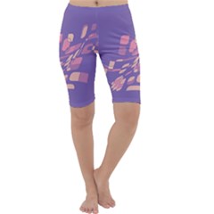 Purple Abstraction Cropped Leggings  by Valentinaart