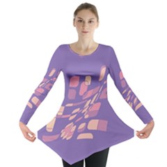 Purple Abstraction Long Sleeve Tunic  by Valentinaart