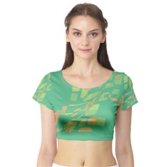 Green Abastraction Short Sleeve Crop Top (tight Fit) by Valentinaart