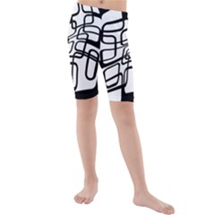 White Abstraction Kid s Mid Length Swim Shorts by Valentinaart