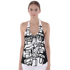White Abstraction Babydoll Tankini Top by Valentinaart