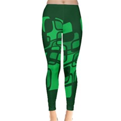 Green Abstraction Leggings  by Valentinaart