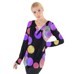 Colorful Decorative Circles Women s Tie Up Tee by Valentinaart