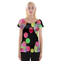 Colorful Decorative Circles Women s Cap Sleeve Top by Valentinaart