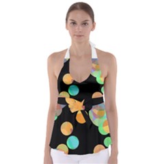 Orange Circles Babydoll Tankini Top by Valentinaart