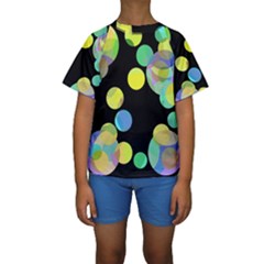 Yellow Circles Kid s Short Sleeve Swimwear by Valentinaart