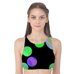 Green Decorative Circles Tank Bikini Top by Valentinaart