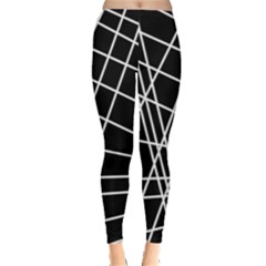 Black And White Simple Design Leggings  by Valentinaart