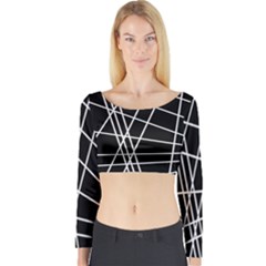 Black And White Simple Design Long Sleeve Crop Top by Valentinaart