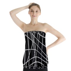 Black And White Elegant Lines Strapless Top by Valentinaart