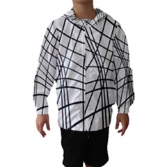 Black And White Decorative Lines Hooded Wind Breaker (kids) by Valentinaart