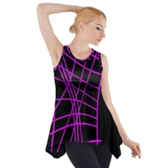 Neon Purple Abstraction Side Drop Tank Tunic by Valentinaart