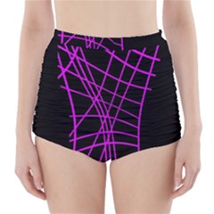 Neon Purple Abstraction High-waisted Bikini Bottoms by Valentinaart