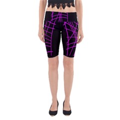 Neon Purple Abstraction Yoga Cropped Leggings by Valentinaart
