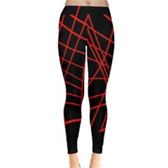 Neon Red Abstraction Leggings  by Valentinaart