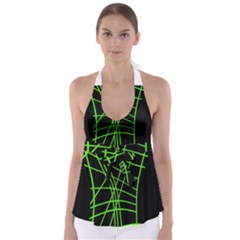 Green Neon Abstraction Babydoll Tankini Top by Valentinaart