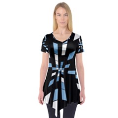 Blue Abstraction Short Sleeve Tunic  by Valentinaart